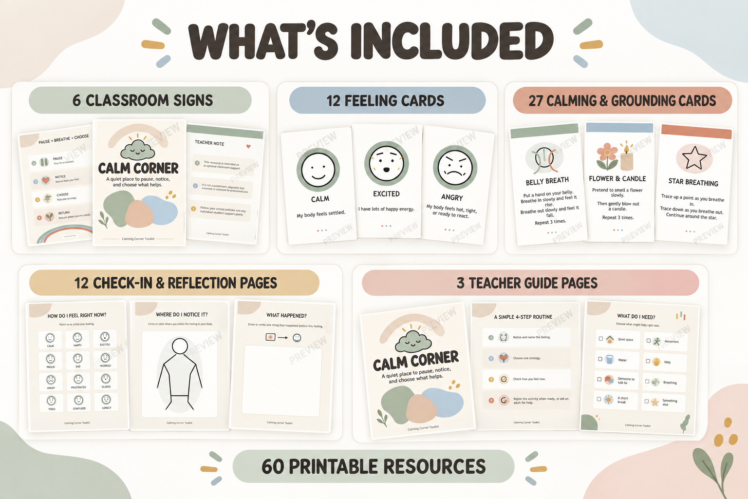 Calming Corner Classroom Toolkit - 60 Boho Neutral Resources preview 2