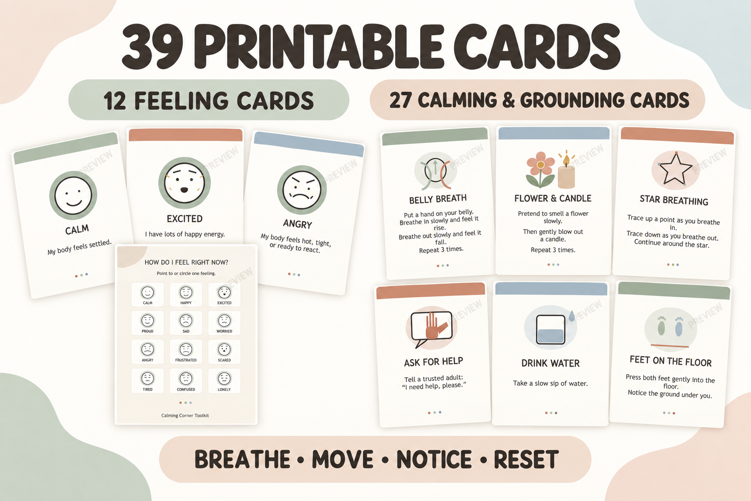 Calming Corner Classroom Toolkit - 60 Boho Neutral Resources preview 3