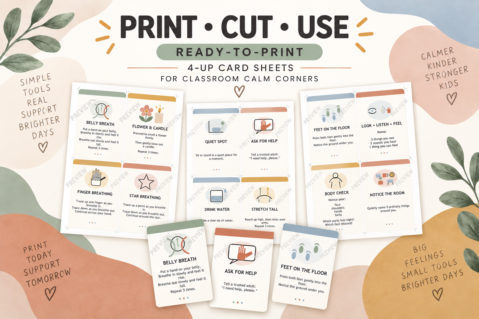 27 Coping Skills Cards - Boho Neutral preview 4