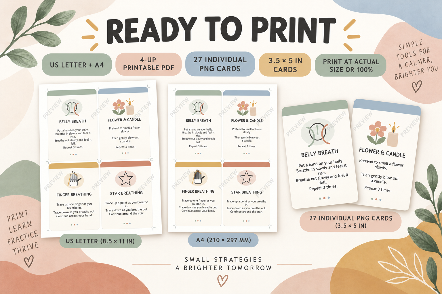 27 Coping Skills Cards - Boho Neutral preview 5