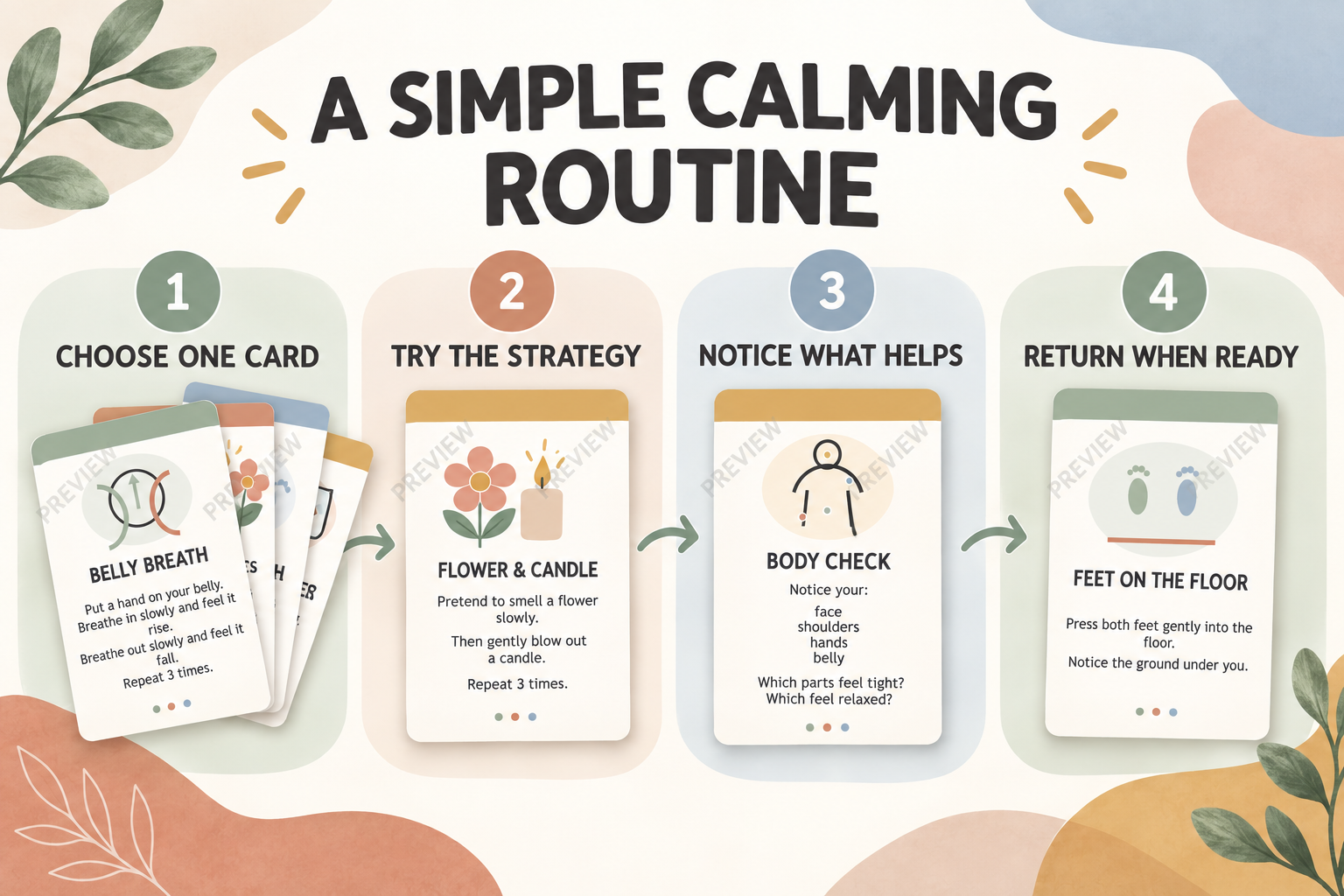 27 Coping Skills Cards - Boho Neutral preview 6