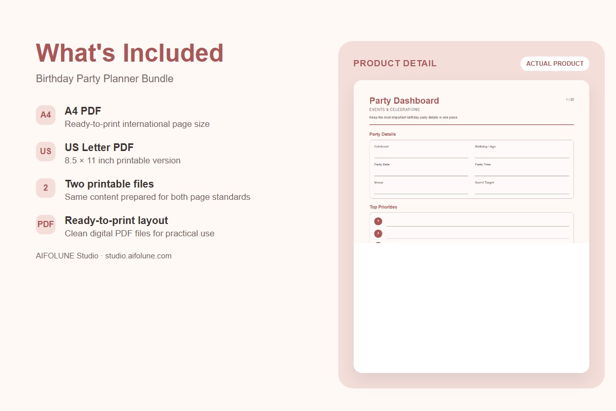 Birthday Party Planner Bundle included files