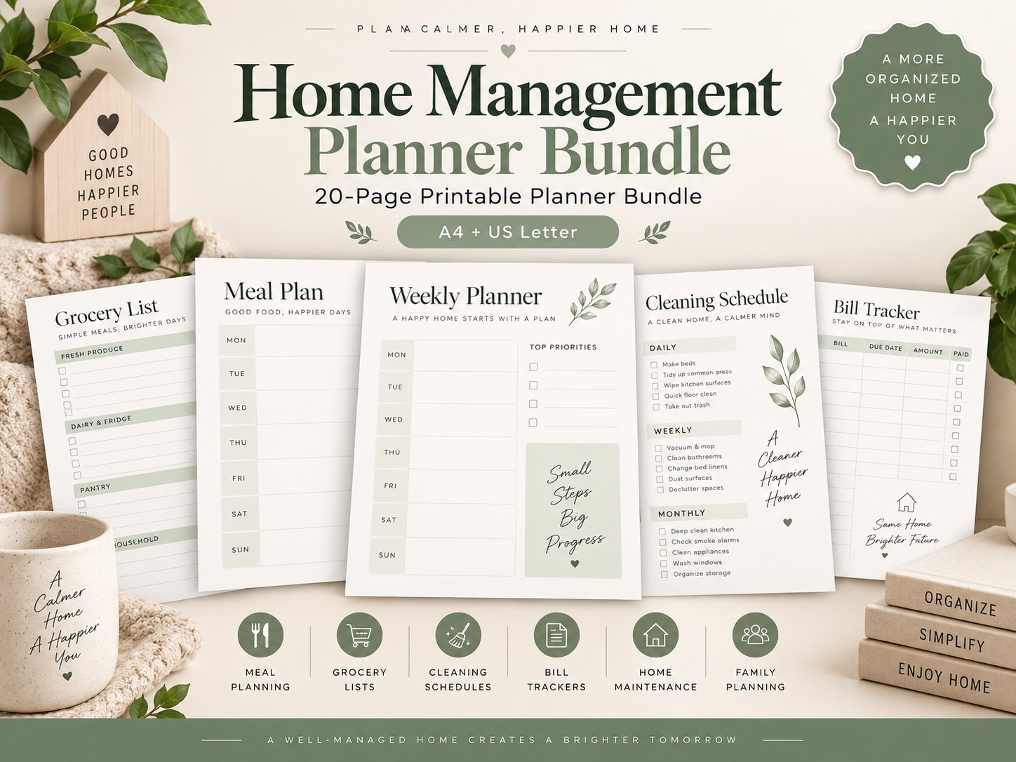 Home Management Planner Bundle printable template preview