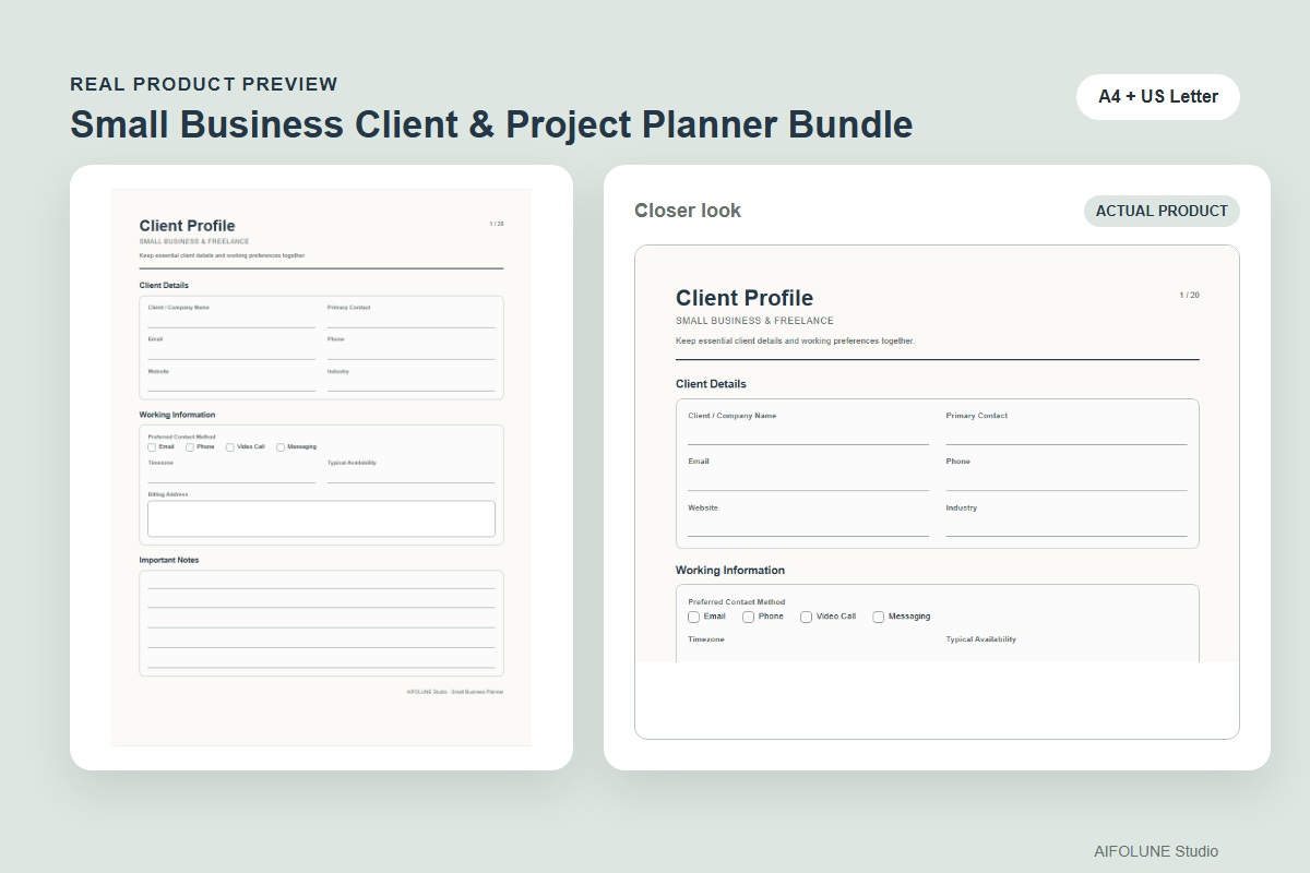 Small Business Client & Project Planner Bundle product preview